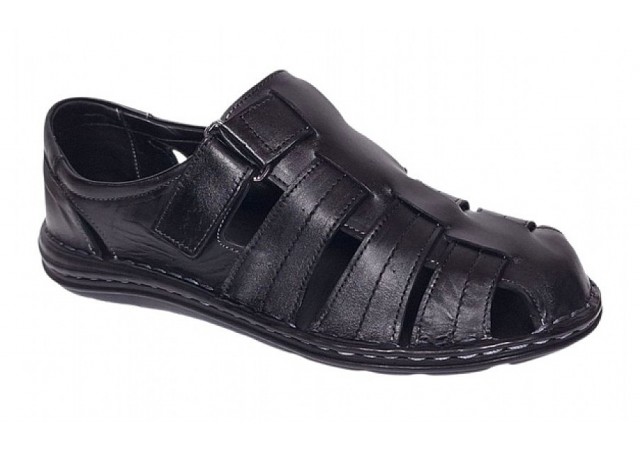 Sandale barbati casual din piele naturala Negru Box GKR73NN